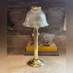 Vintage Partylite Table Lamp - Clear Glass & Gold approx 14” length